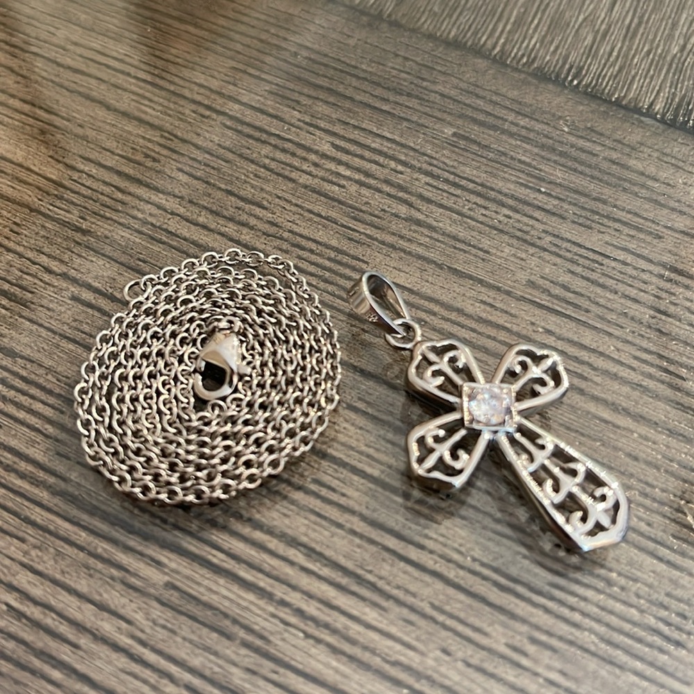 Vintage Stainless Steel JACMEL Filigree Cross Necklace - Picture 13 of 16